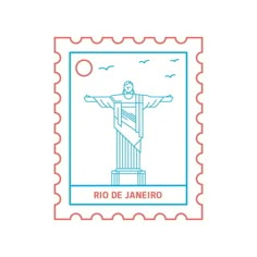 a stamp with the statue of christ in rio de janero on it's front