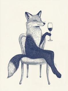 A dapper fox, elegantly seated, sipping wine with a confident gaze. Follow me for more whimsical illustrations! A Glass Of Wine, Whimsical Illustration, Glass Of Wine, Rabbits, Fox, Wine, Illustrations, Glass, Art