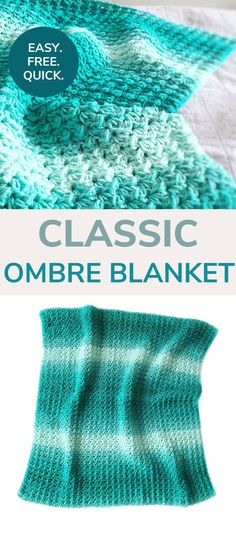 an image of a knitted blanket with the words classic ombre blanket on it