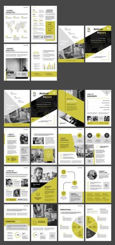 an image of a yellow and black brochure with many different images on it