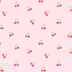 a pink background with cherries on it