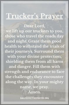 trucker's prayer with mountains in the background