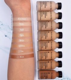 Perricone MD Foundation Swatches via @allintheblush on IG & allintheblush.com. Perricone Md, Golden Tan, Makeup Swatches, Makeup Foundation, Serum, Make Up