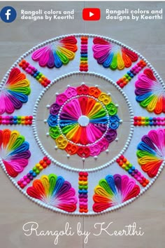 an image of colorful paper fan art on the table with text reading rangolit colors and patterns and how to use it