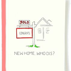 a drawing of a sold sign and a new home