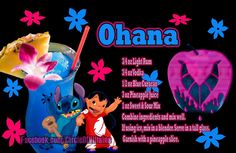 an image of a cartoon character next to a drink with the name ohana on it