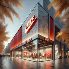 an artist's rendering of the exterior of a nike store