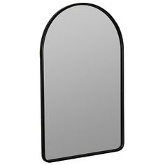 an arched mirror is shown against a white background with black trimmings on the edges