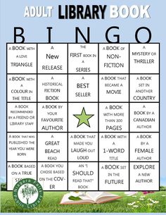 an adult library book bingo game