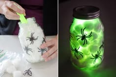 glow in the dark spider mason jars for halloween