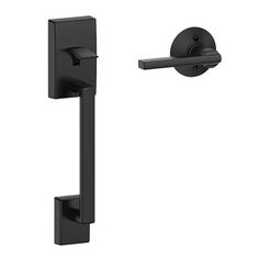 a black door handle on a white background