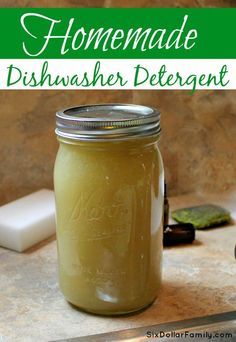 homemade dishwasher deterent in a mason jar