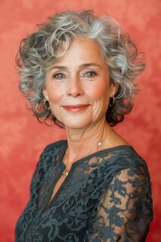 1. Elegant Medium-Length Curls - Curly Hairstyles For Women Over 60 - Curly Hairstyles For Women Over 60 Curly Salt And Pepper Hair, Medium Curly Bob, Mid Length Curly Hairstyles, Short Natural Curls, Curly Styling, Hairstyles For Seniors, Medium Length Curls, Shoulder Length Curls