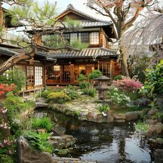 #dreamy #home #beautifulhome Japanese Home Outside, Asian Style House Exterior, Japanese Manor House, Japanese House With Garden, Japanese House Countryside, Japanese Garden Tea House, Japan Countryside Houses