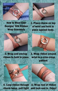 DIY: Bracelet Simpul Dasi, Silk Wrap Bracelets, Surfer Jewelry, Seafoam Color, Ribbon Bracelets, Fabric Bracelets, Ribbon Jewelry, Ribbon Wrap, Textile Jewelry