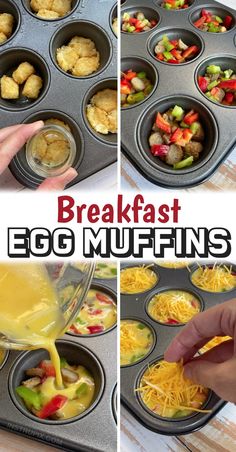 breakfast egg muffins being poured into a muffin tin