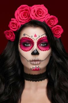 Makijaż Sugar Skull, Halloween Makeup For Kids, Halloween Makeup Sugar Skull, Dead Makeup, Halloween Fest, Halloween Clown