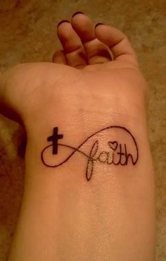 two pictures one with a cross and the other has a tattoo on it's wrist