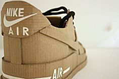 Nike Air Shoes Made Up Of Cardboard! | Walyou Adidas Cardboard, Wearable Cardboard, Cardboard Fashion, Cardboard Clothes, Gallery Concept, High Hill Shoes, Diy Heels