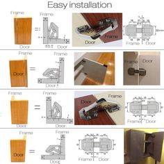 the instructions for installing an easy installation door frame and hinger with woodgrain