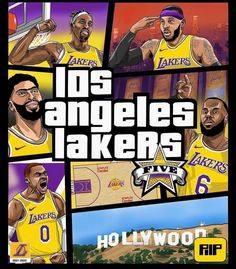 the los angeles lakerss are featured in this poster