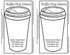 two coffee cups with labels on them that say, coffee cup sleeve and hand wash