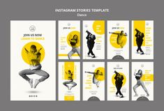 the instagram stories template is designed to be used as an advertisement for dance classes