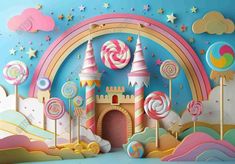 Candy Lollipop Castle Backdrop - Gatsby Backdrop Candy Photo Backdrop, Candy Land Photo Booth, Candy Arch, Candyland Backdrop, Candyland Party Decorations, Candyland Birthday Party, Candyland Theme, Candy Castle, Castle Backdrop