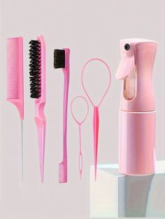 Slick Back Hair, Pink Purple Hair, Hair Salon Tools, Teasing Brush, Hair Braiding Tool, Braid Tool