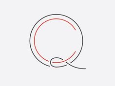 the letter q is drawn in a circle with a red line through it, on a white background