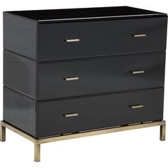 a black and gold dresser with three drawers