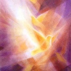 an abstract painting with light coming from the center and purple, yellow and orange colors