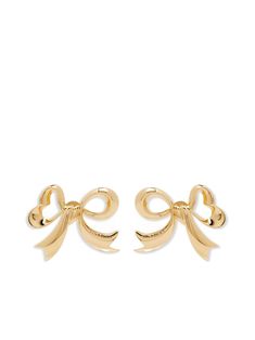 gold-tone brass polished finish bow detailing engraved logo post-back fastening for pierced ears These earrings come as a pair. Farfetch Gold Earrings, Bow Jewelry, Demi Fine Jewelry, Earrings In Gold, Engraved Logo, Girly Jewelry, Fine Earrings, Ballet Flat Shoes, Watches Jewelry