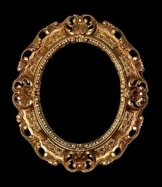 an ornate gold frame on a black background