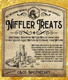 an old advertisement for sniffer treats on a gold background