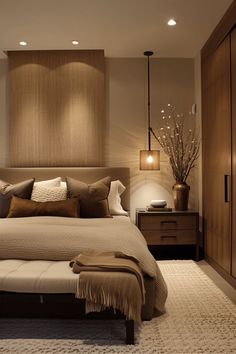 Modern Wooden Bedroom Design, Serene Modern Bedroom, Neutral And Earthy Bedroom, Earthy Color Interior Design, Contemporary Bedroom Ideas Master Suite, Neutral Interior Design Bedroom, Bedroom Color Aesthetic, Primary Bedroom Remodel, Neutral Elegant Bedroom