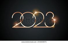 happy new year's eve with glowing numbers and sparkles on black background