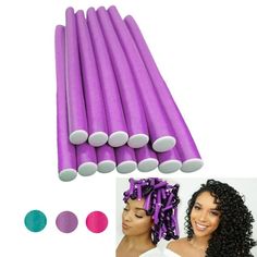 12 Pc (2 packs) Hair Rollers Curlers Soft Foam Makers Bendy Twist Curls Tool DIY Salon Styling ! * COLORS SHIPPED RANDOMLY Size measures: 7.08"L X 0.51" Diameter Create waves easily lightweight foam rollers are comfortable and easy to use on wet, damp, or dry hair. Create salon-style spiral curls, or make waves to add bounce and volume. Wind your hair down the rod for spiral curls or around the middle for waves. Simply bend the ends to secure. It's simple beauty technology for your best look. Create spiral curls or waves Made of lightweight foam for comfort For hair of all types and textures For wet or dry sets Color: Blue. Curl Rollers, Flexible Curling Rods, Styling Colors, Curling Rods, Hair Curlers Rollers, Twist Curls, Diy Salon, Heatless Hair Curlers, Beauty Technology