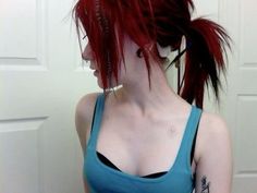 Red Emo Hair, Red Hair Emo, Scene Hairstyles, Indie Scene Hair, Leda Muir, Indie Scene, Hair Dyed, Hair Silver