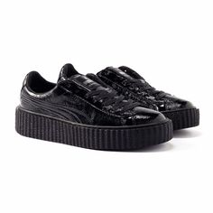 PUMA BY RIHANNA CREEPER CRACKED BLACK LEATHER 364641-01 SZ US M 12 UK 11 EUR 46 #PUMA #AthleticSneakers