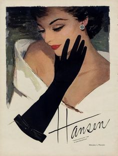 an old fashion magazine cover with a woman wearing black gloves