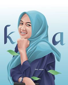 a woman with a blue hijab is smiling