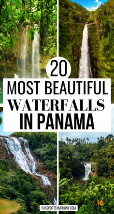 waterfalls in the jungle with text overlay that reads 20 most beautiful waterfalls in panama