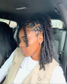 locs. Loc Styles For Females, Retwist Styles For Thick Locs, Loc Styles Female, Natural Loc Bob, Starter Locs Shoulder Length Hair, Loc Styles After Retwist, Protective Loc Hairstyles, Stud Locs Hairstyles, New Loc Hairstyles