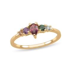 Celebrate your one-of-a-kind tribe with this personalized ring. Handpick the stones that represent each family member and create your unique masterpiece. Made in responsibly sourced Sterling Silver, 10K or 14K Rose, White, or Yellow Gold for everyday wear with proper care. Stone: Natural or simulated Diamond, Alexandrite, Amethyst, Aquamarine, Citrine, Cubic Zirconia, Emerald, Garnet, Onyx, Peridot, Tourmaline, Quartz, Ruby, Sapphire, Spinel, Topaz, or Zircon Stone Size: 5 x 3 mm, 2 x 2.5 mm, 4 x 2 mm Stone Limit: 3-7 *This ring is available in select sizes only. **Rings cannot be resized after purchase. Birthstone Ring Mothers, Family Ring, Birthstone Stacking Rings, Tourmaline Quartz, Birthstone Rings, Family Rings, White Gold Hoops, Bold Rings, Personalized Ring