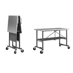 Take the Commercial Smart Fold Portable Workbench anywhere the work is! When your work is done, simply fold and store away. The food-grade type 304 Stainless Steel top shelf and industrial-strength steel frame allows this utility table to handle a wide variety of jobs. It can handle a weight capacity of 400 pounds on the Stainless Steel top shelf and 300 pounds on the bottom shelf. The two locking casters allow you to easily transport and keep it in place while you work. The innovative folding design allows you to store away in seconds, saving you time and storage space. Life is a story: a collection of moments, told one memory at a time, shared with people we love. And for over 80 years, COSCO has been proud to be part of that story, offering products that improve and simplify your everyd Workbench On Wheels, Nomadic Living, Steel Workbench, Workbench Top, Portable Workbench, Folding Workbench, Work Bench, Compact Storage, Bottom Shelf