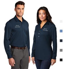 "VOLUME DISCOUNT: We offer volume discount on our website for this item: https://camelsota.com/Port-Authority-City-Stretch-Shirt-and-Tunic-Mens-&-Ladies-p546249940 LOGO EMBROIDERY: If you need logo embroidery, please add Logo Digitizing Fee in your cart: https://etsy.me/38E2izc. This is one-time per logo (not per item) fee to digitize your logo file into a stitch file for embroidery and you would not pay for it on your future orders. Logo fee is not required for text embroidery if you use our fo Corporate Shirts, Company Uniform, Text Embroidery, Uniform Ideas, Corporate Uniforms, Office Team, Logo Company, Corporate Style, Company Work