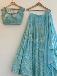 Blue Colour Lehenga, Bridle Dress, Cultural Clothing, Potrait Painting, Half Saree Lehenga, Indian Outfits Lehenga, Burmese Clothing, Lehenga Designs Simple, Dresses Traditional