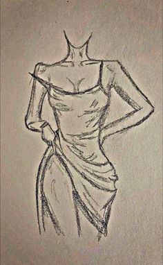 a drawing of a woman in a dress