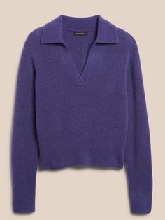 Sweater Polo, Johnny Collar, Very Peri, Purple Daisy, Warm Sweater, Polo Sweater, Banana Republic Women, Collar Sweater, Warm Sweaters